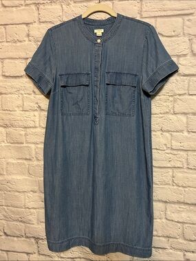 J Crew (factory) Casual Denim Shift Dress - Blue